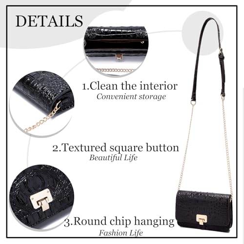 Image of Makcr Joacbv Small Crocodile Crossbody Cell Phone Purse for women Vegan Leather Clutch Wallet with Leather Shoulder Strap | Small