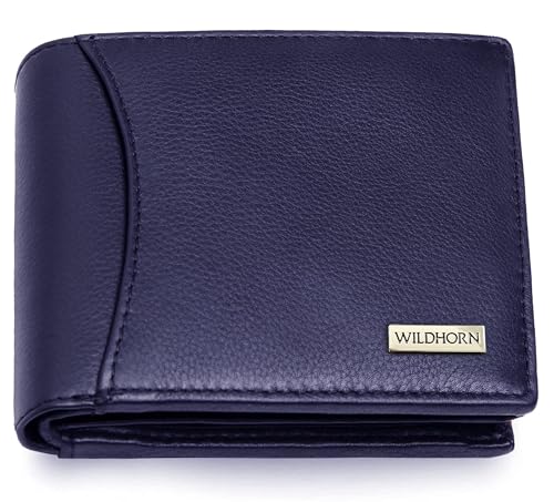Image of WildHorn Rfid Protected Leather Wallet For Men, Cobalt Blue
