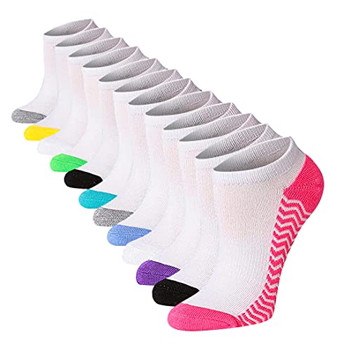 Tipi Toe Women's 12-Pack No Show Athletic Socks, Sock Size 9-11 Fits Shoe 6-9, WS06-12