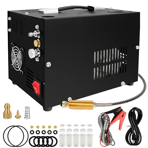 PCP Air Compressor Built-in Power Converter Portable 4500Psi/30Mpa 12V DC/110V AC PCP Airgun Compressor Water/Oil-Free Suitable for Paintball PCP Rifle Pistol Scuba Bottle