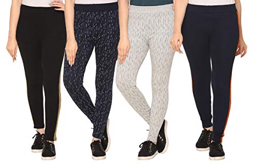 Image of SHAUN Women Free Size (Waist Size-26-34 inch) Stretchable Jegging (Length 37-39 inch Pack of 4)