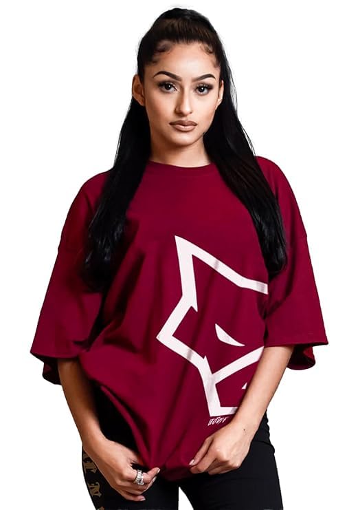 Image of LEOTUDE Half Sleeve Cottonblend Oversized Tshirt for Women, Round Neck