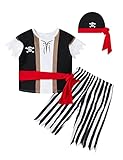 Okbebe Toddlers Boys Halloween Pirate Costume Kids Boys Halloween Pirate outfits Short Sleeved Cloth