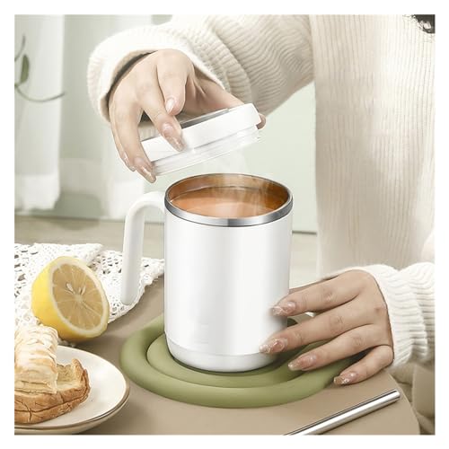 Taza de viaje de acero inoxidable aislada con tapa y asa, taza de café a prueba de fugas, duradera, reutilizable, para bebidas frías y calientes en casa u oficina