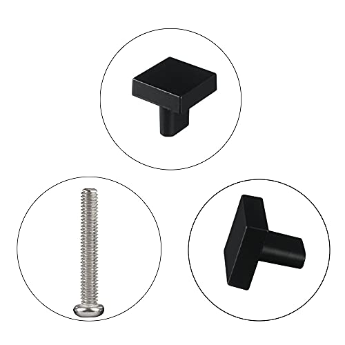 Niaciswe Schublade Knöpfe Möbelgriffe Quadratische 6 Stück Möbelknöpfe Schrankknöpfe Einlochiger Kleiner Griff Modern Küchenschrank Griff Schubladenknöpfe Schwarz mit Passenden Schrauben