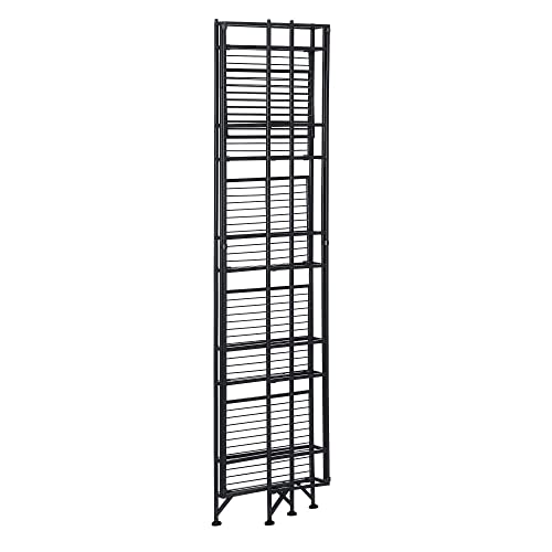 Image of Convenience Concepts Xtra Storage Shelves - 5-Tier Folding Metal Storage Shelves, Closet Organizer for Office, Laundry Room, Bedroom, Garage, Kitchen, Bathroom, Black