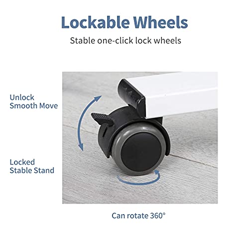 Furist Hospital Medical Adjustable Overbed Bedside Table With Wheels,Pneumatic Mobile Laptop Computer Standing Desk Cart With Tray, Hospital And Home Use(White) #TOP5