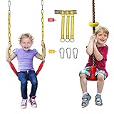 【APROPIADO PARA TODAS LAS EDADES】Vanku columpio infantil es apropiado para personas de todas las edades. La capacidad de peso del columpio de disco de escalada es de 300KG, y la del columpio de cinturón es de 300KG, ambos son lo suficientemente resistentes para llevar a niños y adultos