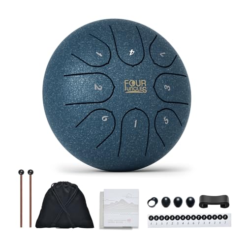 FOUR UNCLES Rain Drum for Outside, Steel Tongue Drum -6 Inch 8 Notes - Hand Pan Drums with Travel Bag,Music Book & Mallets, Musical Instruments Gifts for Family and Friends