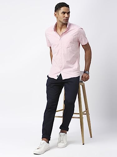 Image of Thomas Scott Men's Checkered Regular Fit 100% Cotton Casual Shirt with Button Down Collar and Half Sleeve