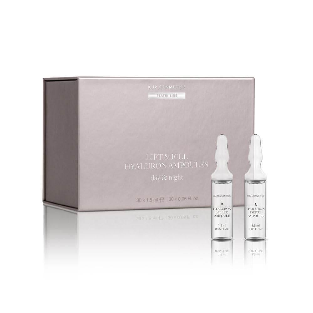 KU2 Cosmetics Lift & Fill Hyaluron Ampullen, 30 x 1,5 ml | Tag & Nacht Intensivkur, Anti-Aging, Feuchtigkeitspflege