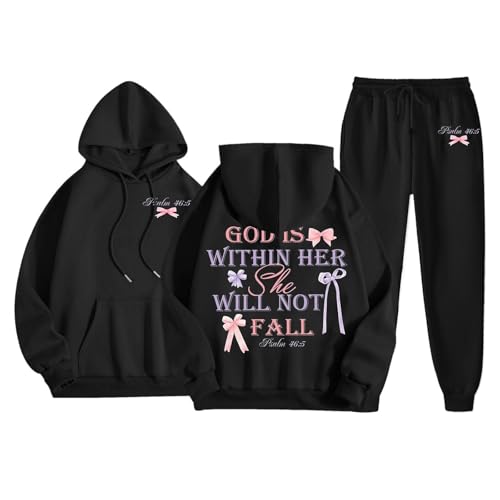 Chandal de jogging para mujer con sudadera con capucha y manga larga de corte holgado informal