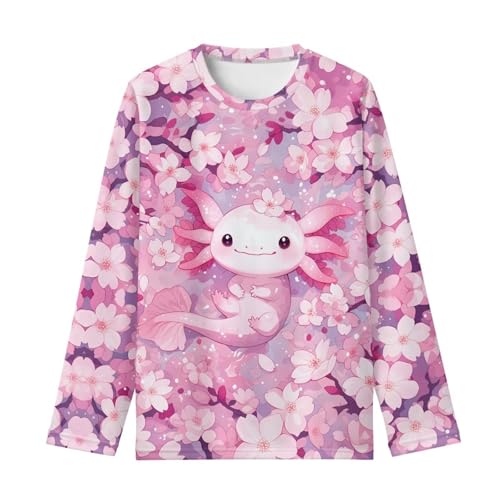 Image of Girls Cartoon Print Long Sleeve Graphic Tee Casual Crew Neck T-Shirts for 3-16 Years Little Girls