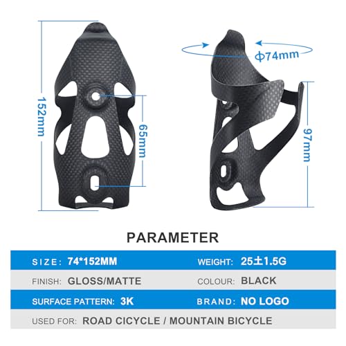 Joxvizx 1-NL-6-1 Bike Water Bottle Holder, 2 Pack Full Carbon Fiber Bicycle Drink Water Bottle Cages Brackets thumb #2