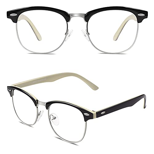 Image of Happy Store CN56 Vintage Inspired Classic Horn Rimmed Nerd UV400 Clear Lens Glasses
