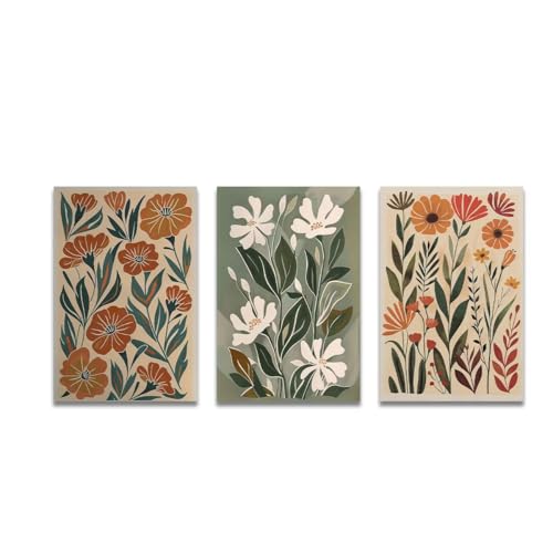 Impression sur toile florale abstraite bohème AEFOUU 40x50cm avec cadre intérieur