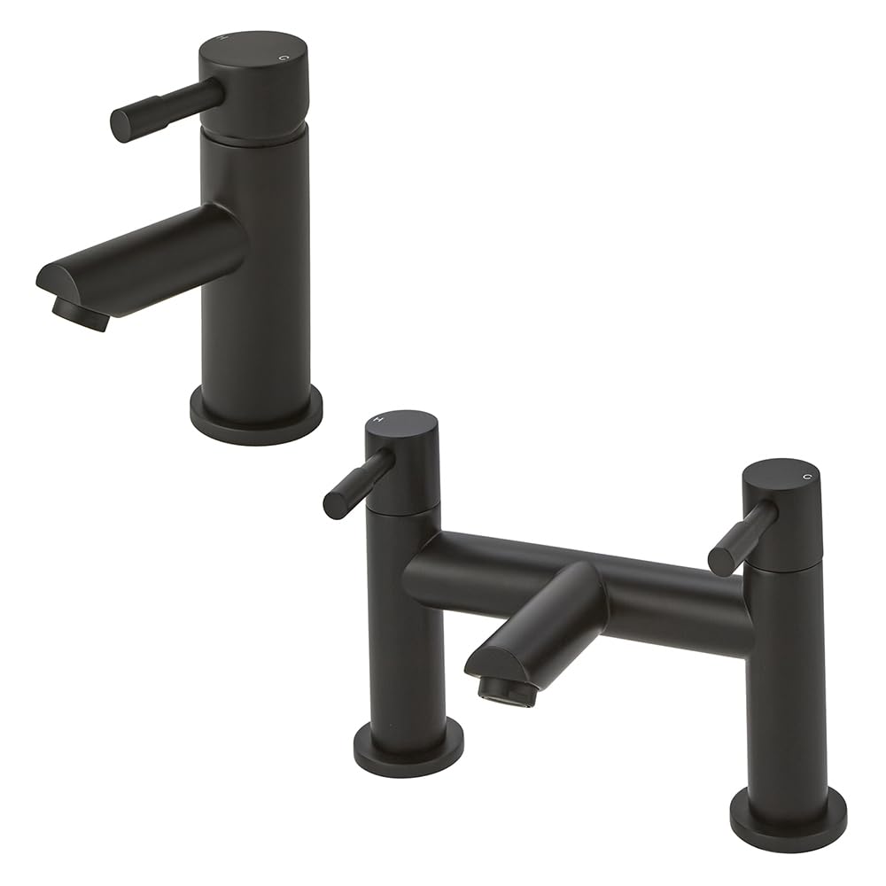Milano Black Nero Mono Bathroom Basin Mixer Tap Bath Filler Tap