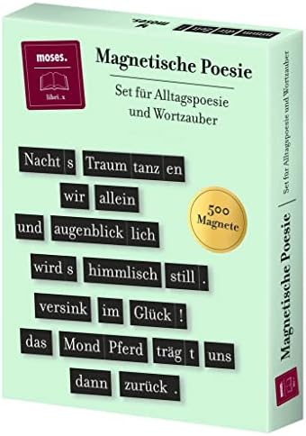 moses. libri_x magnetyczna poezja, zestaw do codziennej poezji i czar słów, 500 magnesów na tablicę magnetyczną, tablicę memo lub lodówkę