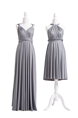 Bridesmaid Dresses, Women\'s Wedding Dress Formal Floral One Shoulder V Neck Vintage Evening Party Maxi Long Short Dress Grey - Thumbnail 2