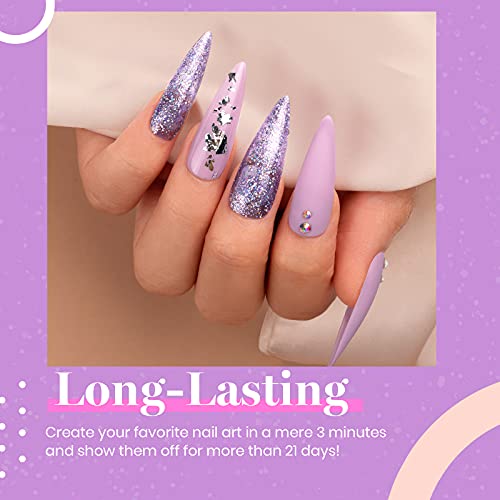 Beetles Gel Nail Polish Kit- 6 Colors Gel Polish Set Purple Glitter Nail Polish Soak Off Led Gel Nail Kit Nail Art Manicure Gifts For Women Girlfriend #TOP3
