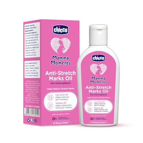 Image of Chicco Mamma Moments Anti-Stretch Marks Oil 100ml | Helps Reduce Stretch Marks | Improve Skin Firmness | No Phenoxyethanol | Dermatologically Tested
