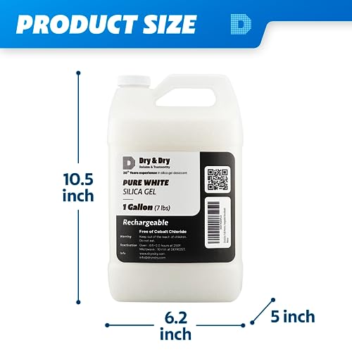 Dry & Dry [14 LBS Premium Pure & Safe White Silica Gel Beads(Industry Standard 3-5 mm) Silica - Rechargeable Silica Beads, Silica Gel, Desiccant Beads