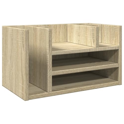 vidaXL Organizador escritorio madera color roble Sonoma 44,5x24x25 cm, almacenamiento de escritorio, organizador de papelería, estante de almacenamiento de escritorio