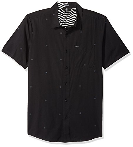 Volcom Men's Bleeker Short Sleeve Button Up Shirt, Black, XS