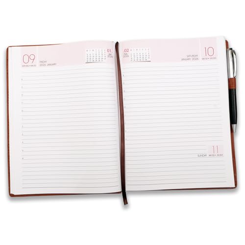 Image of COI Tan Brown Organizer | Dated Diary Planner 2026 | Notebook Office Work | Gift for Mother and Father with Pen.