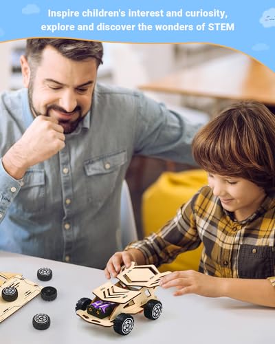 Poraxy STEM Kits for Kids Age 8-10, 5 Set STEM Toys for Boys Age 8-12, Wooden 3D Puzzles Model Car Kits, Science Kit Crafts Building Project, Birthday Gifts for 6 7 8 9 10 11 12 13 Year Old Boys Girls - Image 6