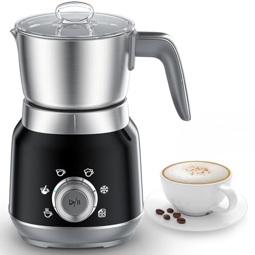 Montalatte elettrico 6 in 1 con tazze staccabili, preparatore automatico di schiuma fredda e calda per latte/cappucccino/cioccolata calda, lavabile in lavastoviglie