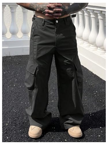 Men's Cargo Pants Flap Pocket Straight Leg Trendy Trousers Streetwear3