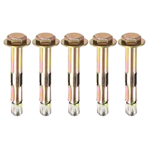 Image of M METERXITY 5-Pack Hex Expansion Bolt, M8x60mm Colored Galvanized Iron-Carbon Steel External Hex Expansion Bolts, Anti-Corrosion Metal Bolt for Concrete /Dry Brick /Block Walls