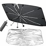 Parasole Auto Ombrello Parabrezza Interno 142x79 cm, Manico Pieghevole 360°, Copertura Completa, Protezione UV e Anti Calore, Parasole Pieghevole con Custodia