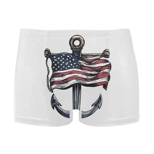 American Flag Anchor Mens Swim Trunk Swimwear Bathing Suit Swim Brief Square Leg Board Short S S0406922