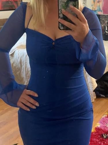 Image of hibshaby Women Sexy Bodycon Dress Puff Sleeve Cocktail Evening Party Elegant Mini Dresses