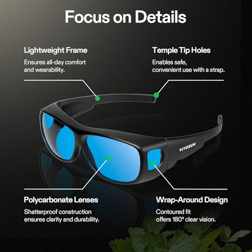 Image of VIVOSUN Indoor Hydroponics Anti UVA and UVB Grow Room Glasses Goggles with Glasses Case, Blue