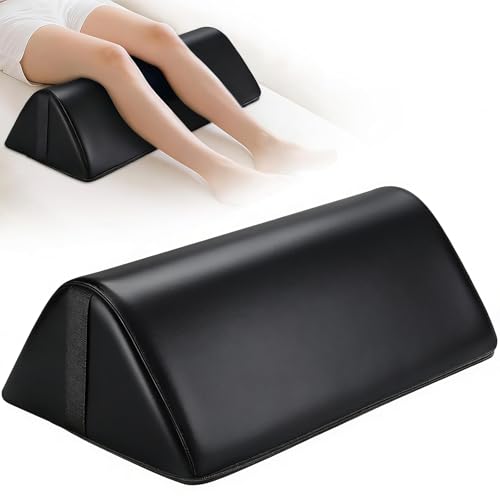 Image of Knee Wedge Pillow for Legs, 20 x 12 x 7 inch Under Knee Elevated Pillow for Sleeping on Back Triangle Pillow for Legs with Strap Handle, Under Ankles Pain Relief Leg Pillow Bolster for Massage Table