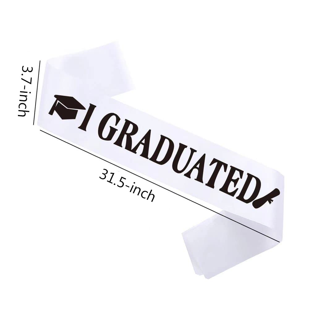 Topfunyy 2026 Graduation Party Supplies Silver Princess Grad Crown Tiara and White Graduated Stain Sash for Girls Graduate College Students for 2026 Graduation Party Decorations Favors - Image 2