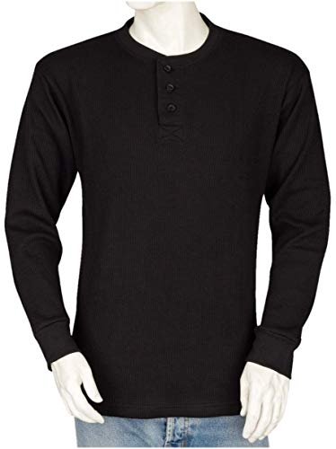 Styllion Tall Henley Thermal THLS (4XLT, Black)