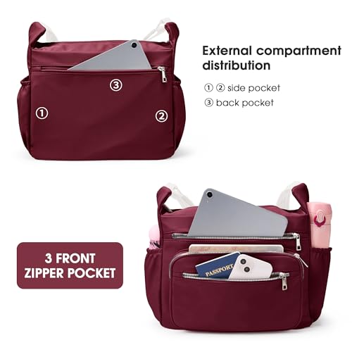 Image of Crossbody Bag for Women, Large Lightweight Nylon Shoulder Purse for Travel | Trendy Crossbody Purse with Roomy Multi-Pocket Design, Large Capacity, Waterproof for Everyday Use, Shopping, Work & Weekend