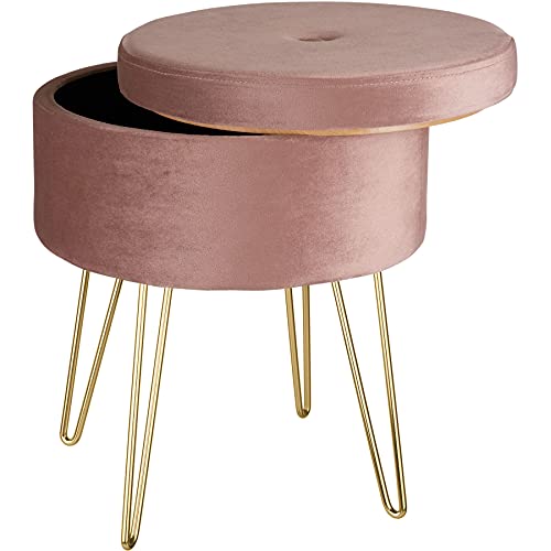 TecTake 800831 Taburete Acolchado de Almacenamiento Aterciopelado, Asiento con Espacio de almacenaje...