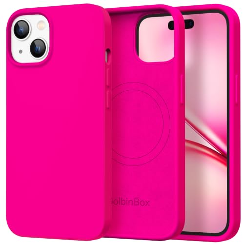 Image of GolbinBox Magnetic for iPhone 13 /14 Case, Silicone Cover, Neon Pink