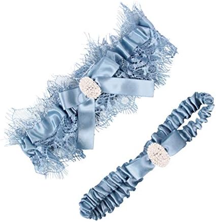 Blue Wedding Garters for Women,Vintage Garters Belt for Wedding Leg Garter Set for Bride (Blue+Lake Blue)