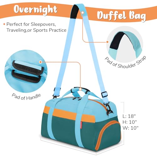 WOOMADA Travel Duffle Bag, Weekend Bag with Wet Pocket & Trolley Sleeve, Overnight Bag With Shoe Compartment, Fit for Sports Practice, Travel and Gifts(green blue) — view 3