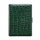 タバコ ケース クルミ革巻き ロングサイズ（100mm）9本収納/レギュラー（70mm）12本収納 日本製 クロコ型押しレザー グリーン 1-04427-50