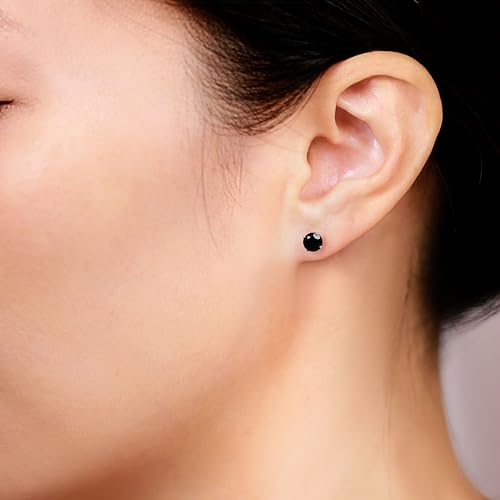 Natural Black Onyx Round Stud Earrings for Women in 14k White or Yellow Gold 4 mm to 6 mm Gemstone Push Back Studs by Lavari Jewelers2
