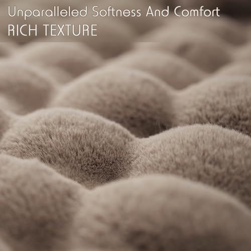 Super Comfort Oversized Warm Thick Bubble Luxury Plush Rabbit Faux Fur Throw Blanket, Fluffy Blanket,Soft Cozy Blanket for Couch Chair Bed Sofa Living Room (Grey, 60inX80in)