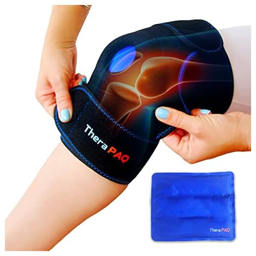 Pack Gel Reutilizable para Rodilla TheraPAQ | Envoltura Térmica Terapéutica Frío/Calor | Correa de Compresión Ajustable con Bolsa de Hielo o Gel Caliente | Dolor, Esguinces, Ligamentos e Inflamación
