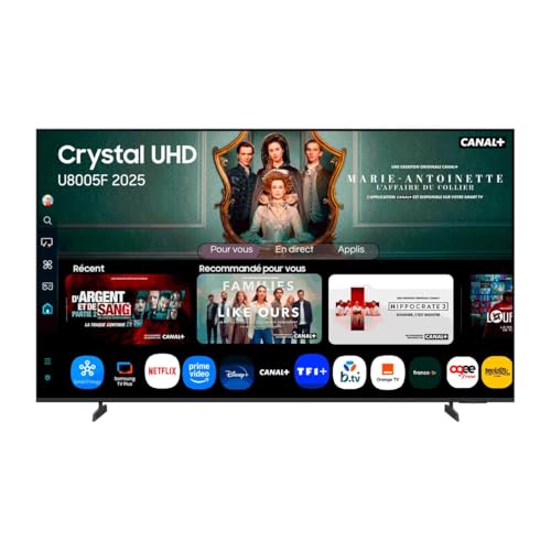 Samsung TV 55 Pouces Crystal UHD U8005 4K Smart TV, Couleurs Incroyables avec Crystal Processor 4K, écoutez Tous Les Haut-parleurs avec Q-Symphony, données protégées, Knox Security et Gaming Hub